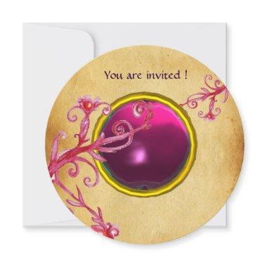 MAGIC BERRIES PARCHEMENT GEM red ruby Invitations