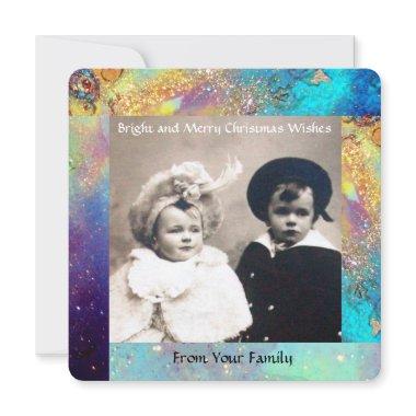 MAGIC BUTTERFLY PLANT GOLD BLUE SPARKLES Christmas Holiday Invitations