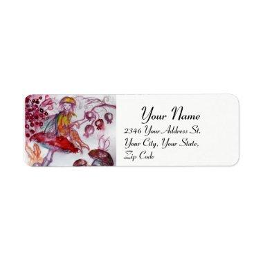 MAGIC FOLLET OF MUSHROOMS Red White Floral Fantasy Label