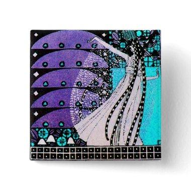 MAGIC OF THE SPRING bright blue black white purple Button