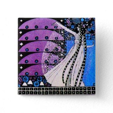 MAGIC OF THE SPRING bright blue black white purple Pinback Button