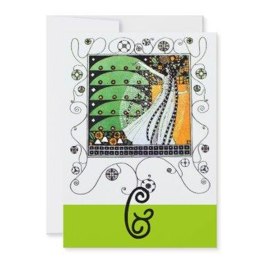 MAGIC OF THE SPRING,bright green black yellow Invitations