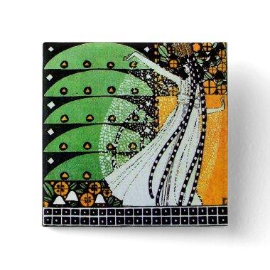 MAGIC OF THE SPRING bright green black yellow o Pinback Button