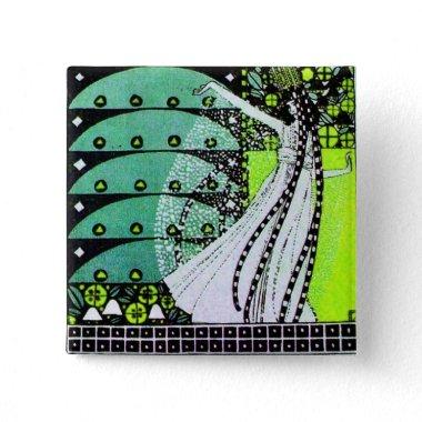 MAGIC OF THE SPRING bright green black yellow Pinback Button