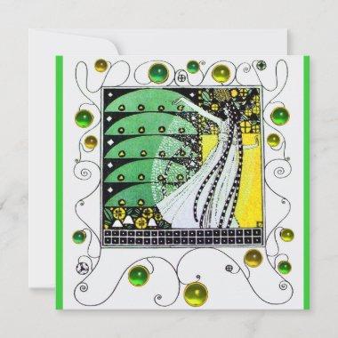 MAGIC OF THE SPRING bright green white yellow Invitations