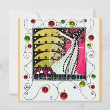 MAGIC OF THE SPRING bright pink black white yellow Invitations