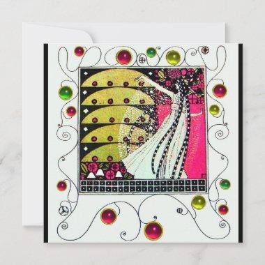 MAGIC OF THE SPRING bright pink black white yellow Invitations