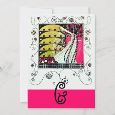 MAGIC OF THE SPRING,bright pink white black yellow Invitations