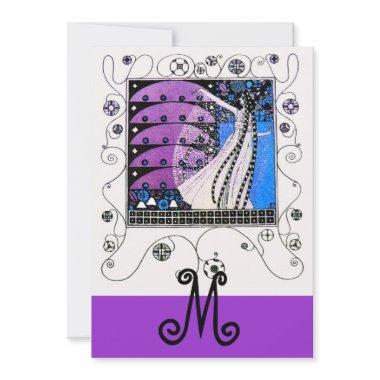 MAGIC OF THE SPRING ,bright purple black blue Invitations