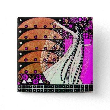 MAGIC OF THE SPRING bright violet black brown Pinback Button