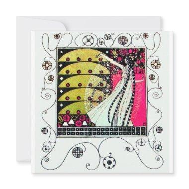 MAGIC OF THE SPRING, Fuchsia,Green Yellow,Black