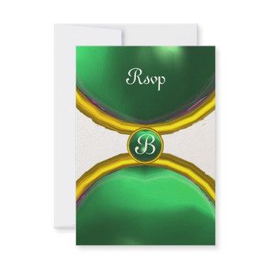 MAGIC RINGS ,MONOGRAM rsvp gem green champagne