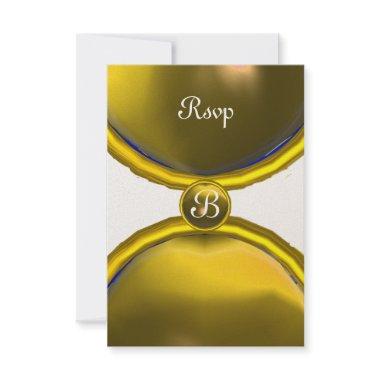 MAGIC RINGS ,MONOGRAM rsvp gem yellow champagne Invitations