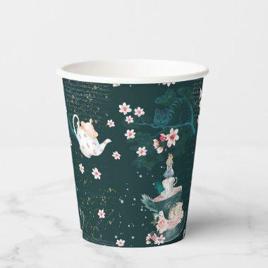 Magical Fantasy Alice In Wonderland Collage Paper Cups