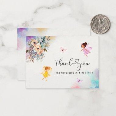 Magical Floral Fairy Princess Watercolor thank you Note Invitations