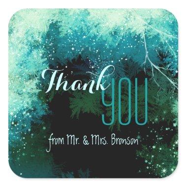 Magical Forest Wedding Thank You Square Sticker