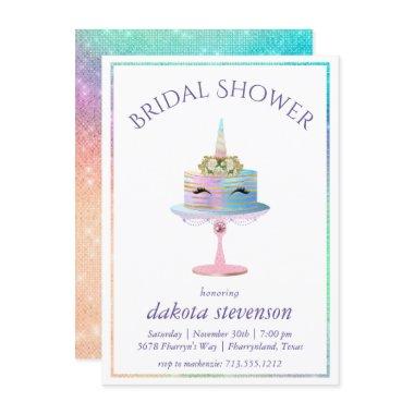 Magical Unicorn Cake | Fantasy Watercolor Shower Invitations