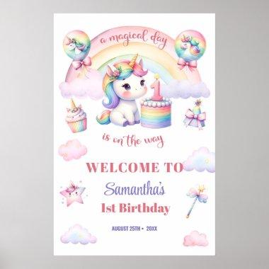 Magical Unicorn Rainbow 1st Birthday Welcome Sign