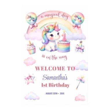 Magical Unicorn Rainbow 1st Birthday Welcome Sign