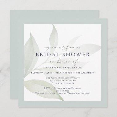 Magical Watercolor Greenery Classic Bridal Shower Invitations