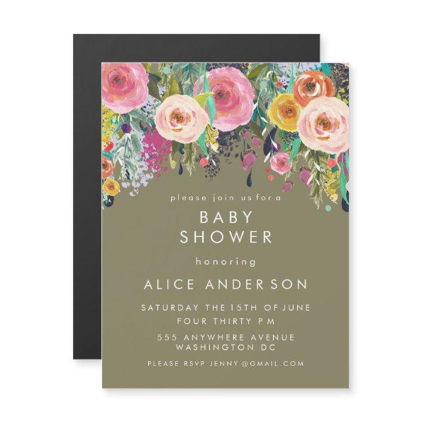|MAGNET| Painted Floral Baby Shower Invite