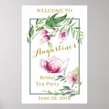 Magnolia and Leafy Green Bridal Tea Welcome Sign
