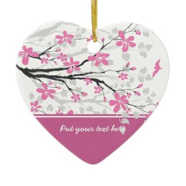 Magnolia branch and pink flowers custom ornament