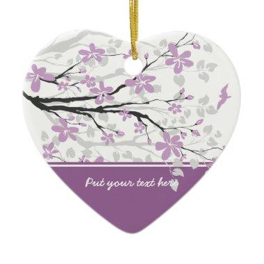 Magnolia branch and purple flowers custom ornament