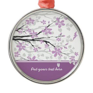 Magnolia branch and purple flowers custom ornament
