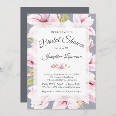 Magnolia Charm Floral Bridal Shower Invitations