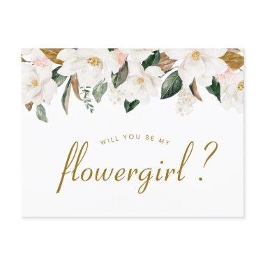 magnolia floral will you be my Flowergirl