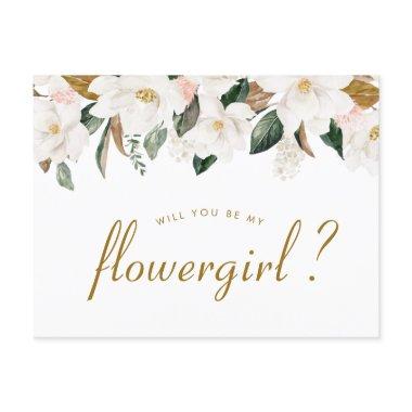 magnolia floral will you be my Flowergirl Invitations