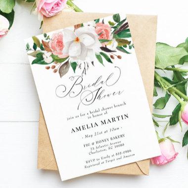 Magnolia Rose Cotton Bridal Shower Invitations
