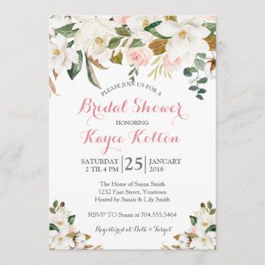 Magnolia Southern blush bridal shower Invitations