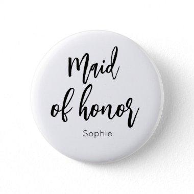 Maid of Honor Black White Wedding Button