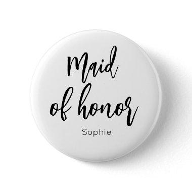 Maid of Honor Black White Wedding Button