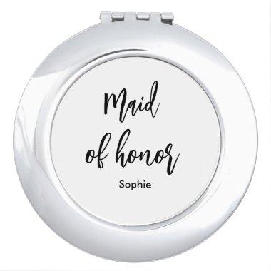 Maid of Honor Black White Wedding Compact Mirror