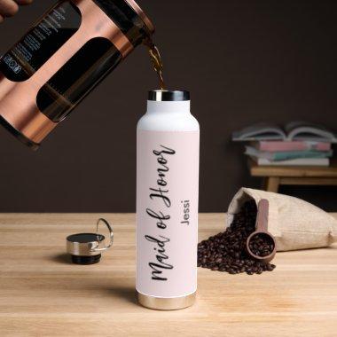 Maid of Honor Blush Pink Bridal Shower Water Bottle