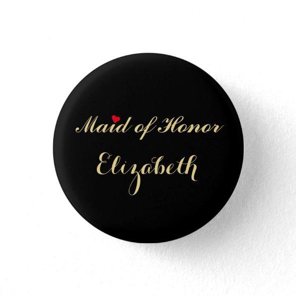 Maid of Honor Bridal Bachelorette Party Wedding Pinback Button