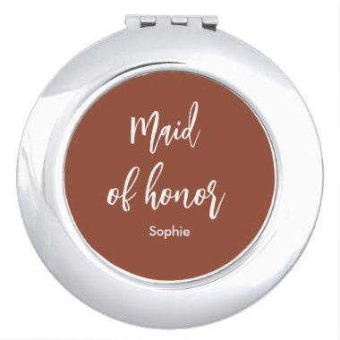 Maid of Honor Brown Terracotta Wedding Compact Mirror