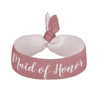 Maid of Honor Deep Red White Wedding Party Gift Elastic Hair Tie