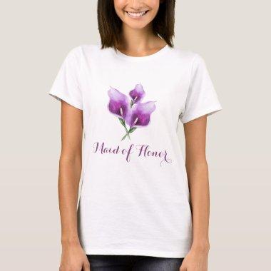 Maid of Honor Floral Purple Calla Lily T-Shirt