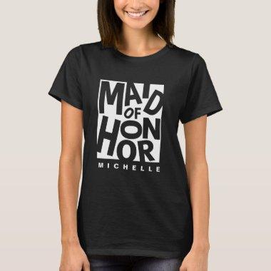 Maid of honor in white typography, wedding T-Shirt