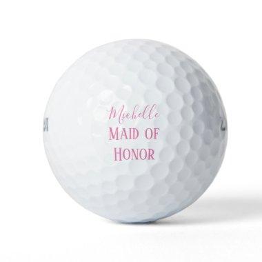 Maid of Honor Pink and White Souvenir Golf Balls