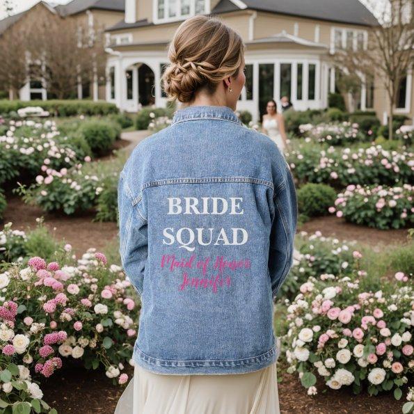 Maid of Honor Pink Custom Wedding Bachelorette Denim Jacket