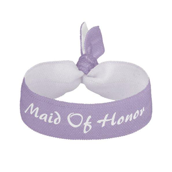 Maid Of Honor Purple White Wedding Bridesmaid Gift Elastic Hair Tie