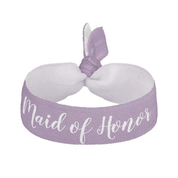 Maid of Honor Purple White Wedding Party Gift Elastic Hair Tie