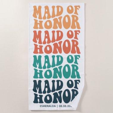 Maid of Honor Retro Gradient Rainbow Beach Towel