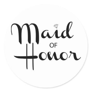 Maid of Honor Retro Script Classic Round Sticker