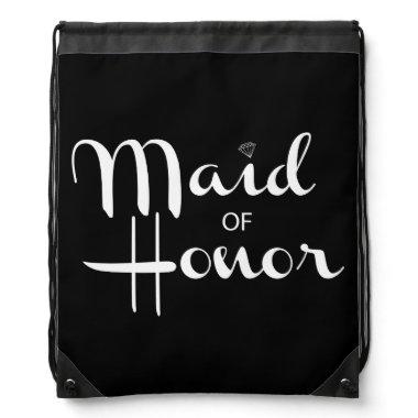 Maid of Honor Retro Script Drawstring Bag